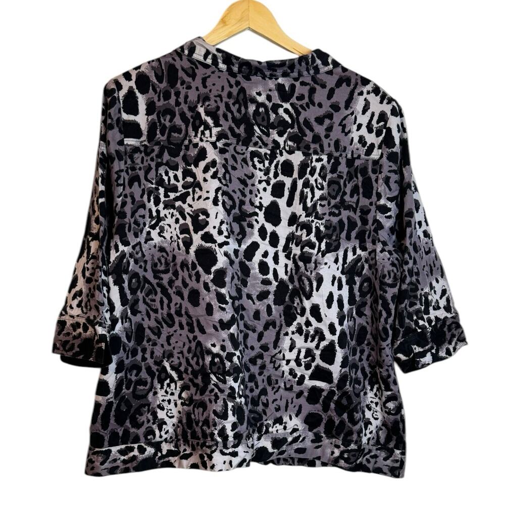Maggie Barnes Black Gray Animal Leopard Print Jacket 1X - Picture 3 of 9